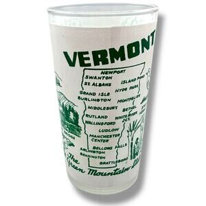 Vintage Vermont State Souvenir Glass Frosted Tumbler Hazel Atlas MCM Cocktail